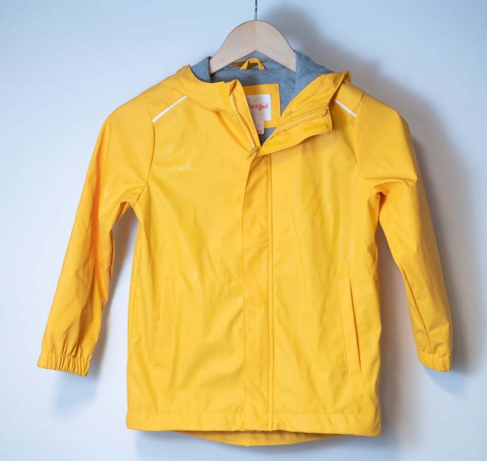 Cat & Jack Size S Hooded Raincoat Classic Yellow Reflective Safety Stripes